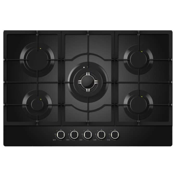 כיריים גז 5 להבות זכוכית שחורה אלקטרה