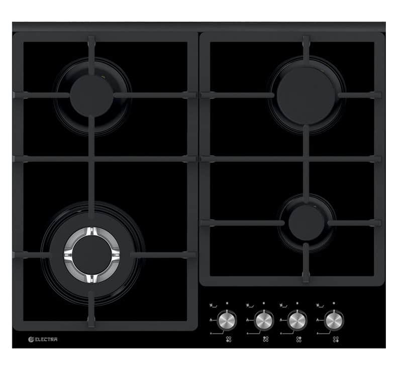 כיריים גז 4 להבות זכוכית שחורה אלקטרה