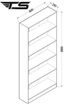 ספריה 5 מדפים | שקד